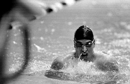 Tim Dietrich swimming breaststroke at the 1996 Washington Open